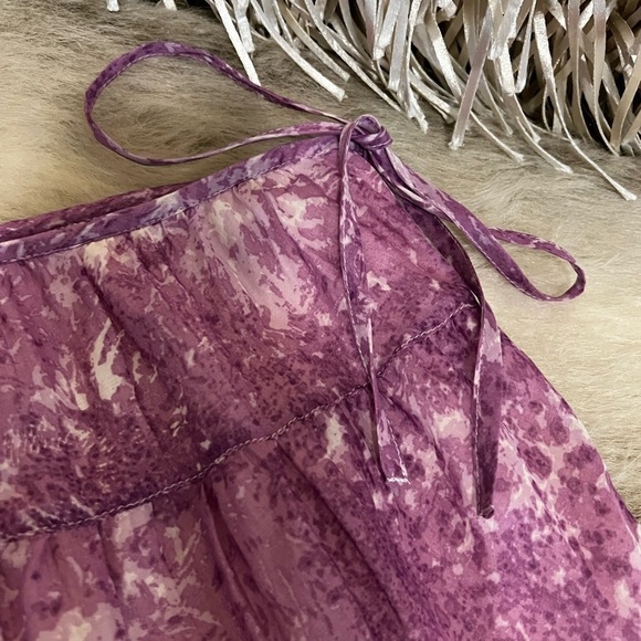 TALBOTS 4P Purple Tie Dye Tired Flared Lined Circle Skirt Bohemian Side Zip - Picture 9 of 9